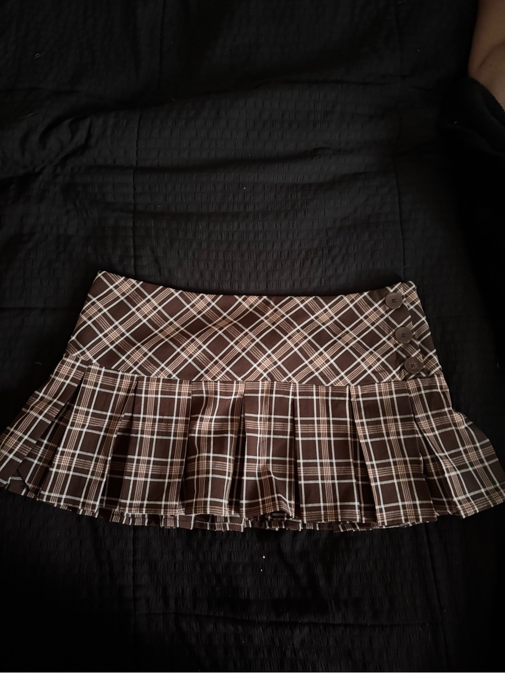 Tilly's Brown and Cream Plaid Pleated Mini Skirt